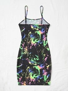 SHEIN Coolane Plus Splash Ink Print Cami Dress - Multicolor - View 9