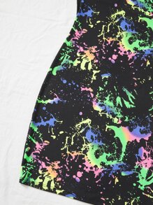 SHEIN Coolane Plus Splash Ink Print Cami Dress - Multicolor - View 11