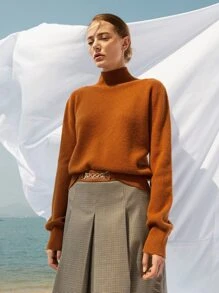 MOTF PREMIUM CASHMERE MOCK NECK JUMPER - Brown - View 2