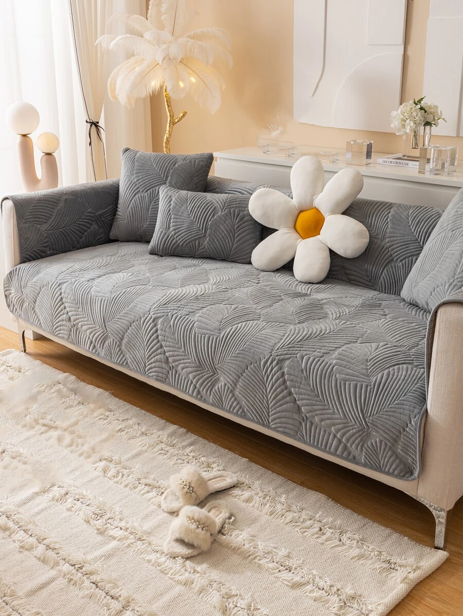 1入組提花沙發巾 - 灰色 - 查看 1