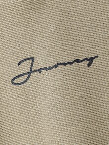 SHEIN Boys Letter Graphic Colourblock Hoodie & Joggers - Khaki - View 5