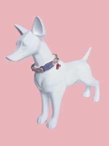 PINCOOL 1pc Red Plaid Joy Pendant Pet Collar Suitable For Small Dogs And Cats - Red - View 6