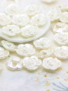50pcs Flower Design DIY Button - Beige - View 3