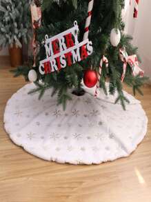 1pc Snowflake Embroidered Christmas Tree Skirt - Multicolor - View 1