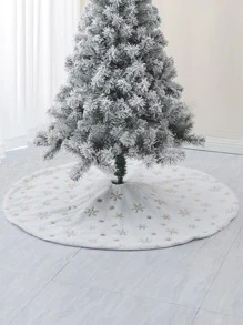 1pc Snowflake Embroidered Christmas Tree Skirt - Multicolor - View 4