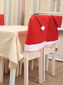 2pcs Christmas Hat Design Chair Decoration - Red and White - View 4