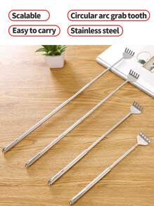 1pc Stainless Steel Telescopic Back Scratcher - Light Grey - View 4