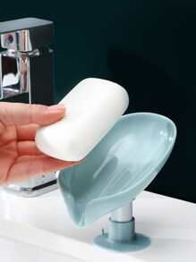 Leaf Shape Soap Box,Drain Soap Holder, Box For Bathroom Shower Soap Dish Sponge Storage Plate, Tray Bathroom - Green - View 1