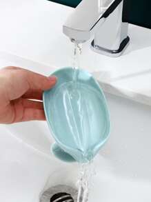 Leaf Shape Soap Box,Drain Soap Holder, Box For Bathroom Shower Soap Dish Sponge Storage Plate, Tray Bathroom - Green - View 2