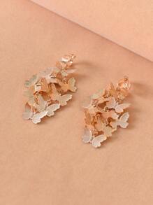 Butterfly Decor Clip On Earrings - Yellow Gold - View 2