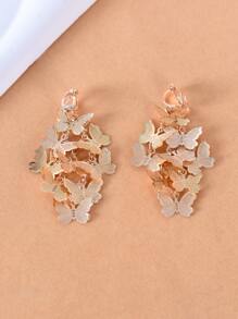 Butterfly Decor Clip On Earrings - Yellow Gold - View 3
