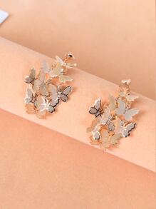 Butterfly Decor Clip On Earrings - Yellow Gold - View 5