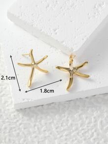 海星耳釘 - 金黃色 - 查看 3