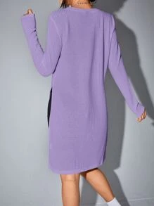 SHEIN EZwear Langes T-Shirt mit Schlitz am Saum