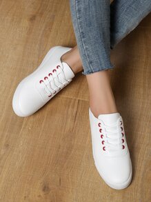 Lace-up Front Skate Shoes - White - View 3