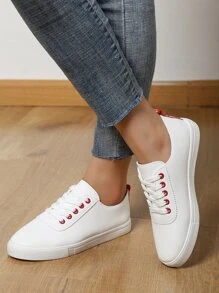 Lace-up Front Skate Shoes - White - View 4