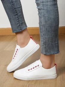 Lace-up Front Skate Shoes - White - View 5