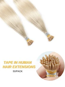 50 miếng băng dính thẳng làm từ 100% tóc thật dùng cho salon tóc giả màu vàng bạch kim mềm mại không tì vết dành cho phụ nữ tóc mỏng, kiểu dáng tự nhiên, chất lượng cao, màu be - S60 - Xem 6