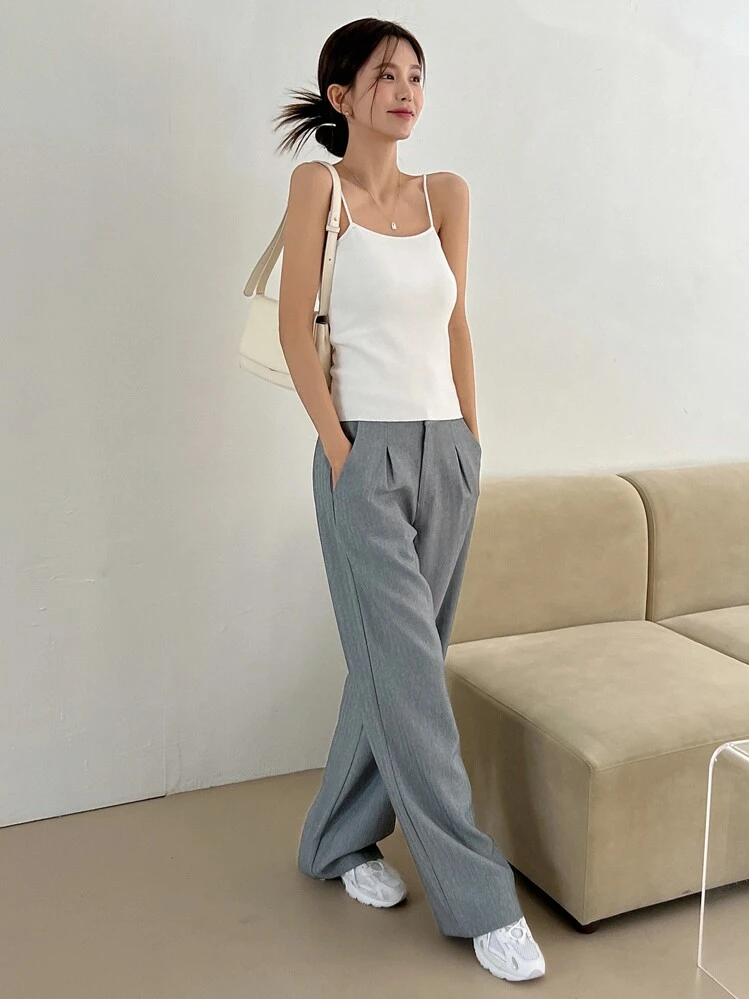 DAZY Haut Tricoté À Bretelles unicolores - Blanc - Voir 4