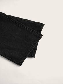 ROMWE Skull Graphic Straight Leg Jeans - Black - View 4