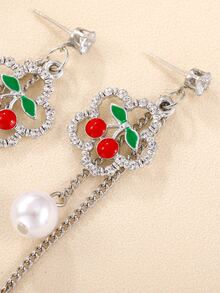 Faux Pearl & Cherry Decor Drop Earrings - Multicolor - View 2