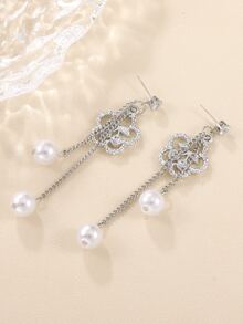 Faux Pearl & Cherry Decor Drop Earrings - Multicolor - View 3