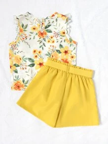 Bộ hai mảnh Gái Xù Quần paper-bag Hoa Boho - Nhiều màu - Xem 2