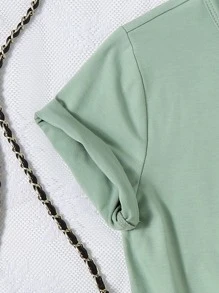 女孩卡通和字母圖案T恤