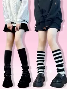 ROMWE 2 pares Polaina de rayas - Multicolor - Ver 1