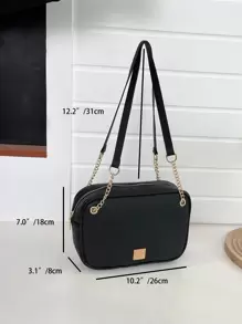Màu thuần Quả vải Mẫu Da giả Túi đeo vai Với Linh hoạt Tối giản Thiết kế - màu đen - Xem 3
