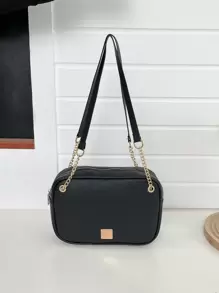 Màu thuần Quả vải Mẫu Da giả Túi đeo vai Với Linh hoạt Tối giản Thiết kế - màu đen - Xem 6