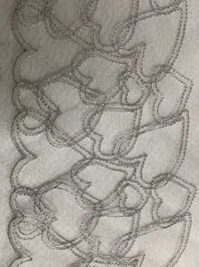 Heart Embroidery Mesh Underwire Garter Lingerie Set - Silver - View 6