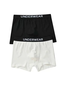 Boys 2pcs Letter Tape Shortie Brief - Black and White - View 1