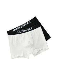 Boys 2pcs Letter Tape Shortie Brief - Black and White - View 3