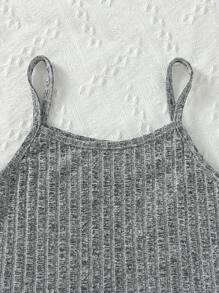 Chicas Conjunto de pijama Top de tirantes unicolor tejido de canalé & Leggings - Gris - Ver 3