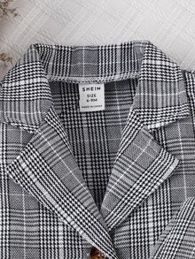 Baby Plaid Print Vest Jacket & Shorts & Cami Top - Grey - View 4