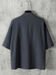 Manfinity Men's Solid Color Drop Shoulder Ultra-Loose Shirt Without T-Shirt - Dark Grey - View 2