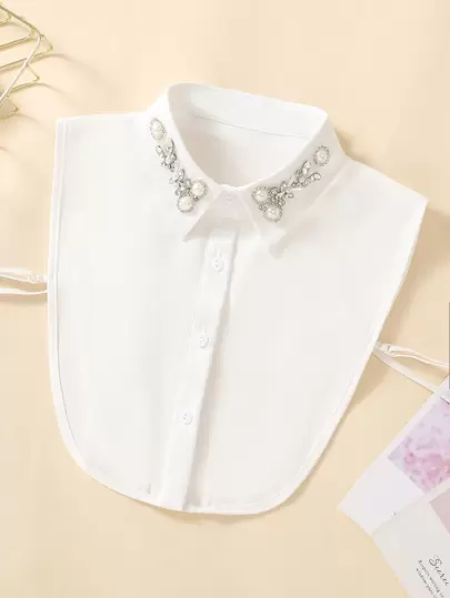 1pc White Heavy Handmade Beaded False Collar Half-Shirt Collar Decoration
