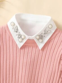 1入白色厚重手工珠飾假領子半襯衫領飾 - 白色 - 查看 2