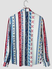 Manfinity Men Geo Print Button Up Shirt - Multicolor - View 2