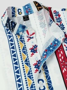 Manfinity Men Geo Print Button Up Shirt - Multicolor - View 4