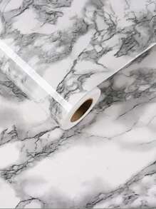 1入組黑色和白色大理石紋樣式牆紙適用於家庭裝飾用品,櫥櫃,桌子,椅子背景貼紙,房間裝修 - 黑與白 - 查看 2