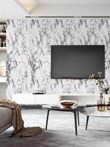 1入組黑色和白色大理石紋樣式牆紙適用於家庭裝飾用品,櫥櫃,桌子,椅子背景貼紙,房間裝修 - 黑與白 - 查看 3
