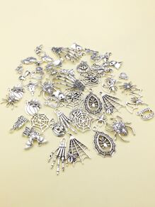 50 piezas Colgante DIY Halloween calabaza & araña - Plateado - Ver 2