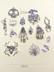 Mặt dây chuyền DIY 14 chiếc Spider & Skull - Bạc - Xem 4