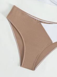 Teen Girls Color Block Ring Linked Bikini Set Summer Beach - Multicolor - View 4