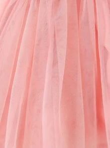 嬰兒貼花方領泡泡袖網紗邊連衣裙 - 彩色 - 查看 6