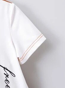 SHEIN Young Boy Color-blocked Letter Print Casual Cool Round Neck Regular Sleeve 2pcs Set For Summer - Multicolor - View 5