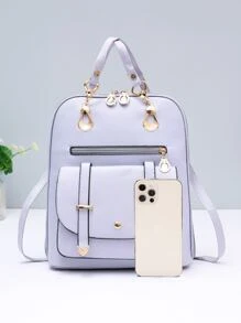 大容量、防水、便携式拉链背包，时尚 PU 背包，女士可转换单肩包，母亲节礼物，适合妈妈、青少年女孩、女大学生，非常适合学校、大学、户外、旅行、郊游 - 紫色 - 查看 4