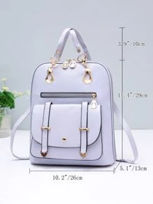 大容量、防水、便携式拉链背包，时尚 PU 背包，女士可转换单肩包，母亲节礼物，适合妈妈、青少年女孩、女大学生，非常适合学校、大学、户外、旅行、郊游 - 紫色 - 查看 5